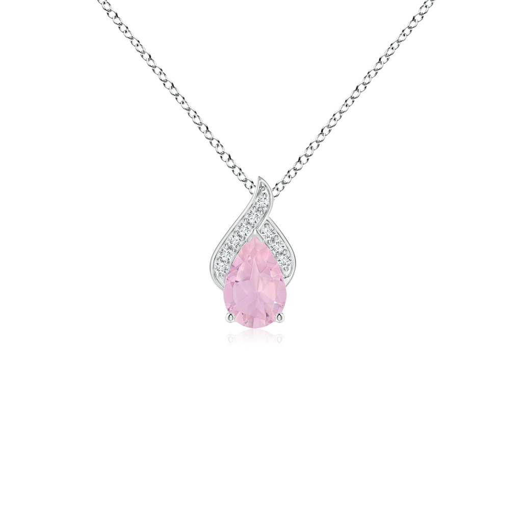 6x4mm AAAA Solitaire Pear-Shaped Rose Quartz Flame Pendant in P950 Platinum