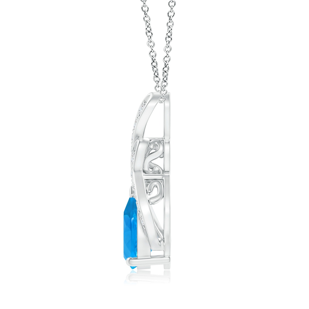 16.16x11.12x7.40mm AAAA GIA Certified Swiss Blue Topaz Teardrop Flame Pendant with Diamonds in White Gold Side 199
