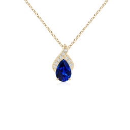 Solitaire Yellow Gold Lab Grown Blue Sapphire Necklaces & Pendants