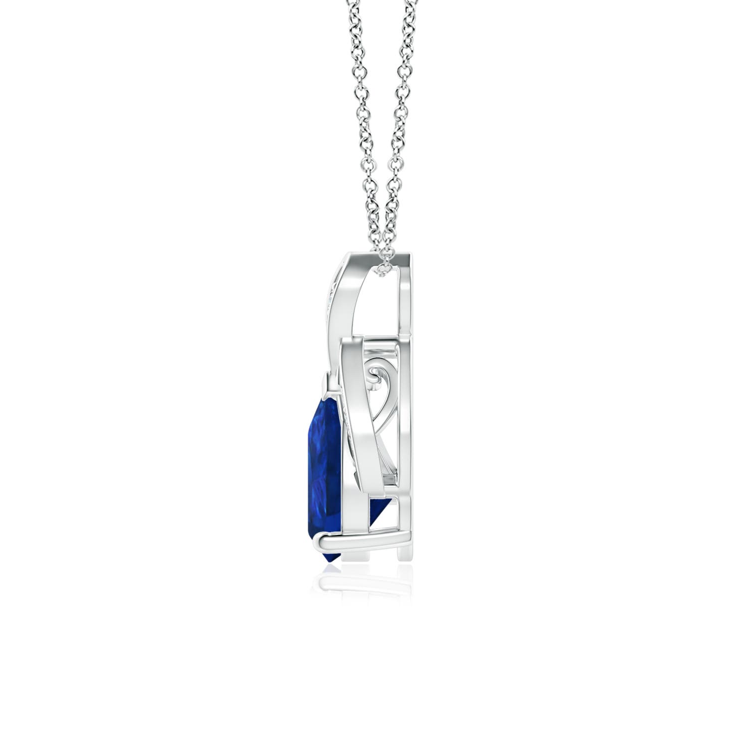 AAA - Blue Sapphire / 1.24 CT / 14 KT White Gold