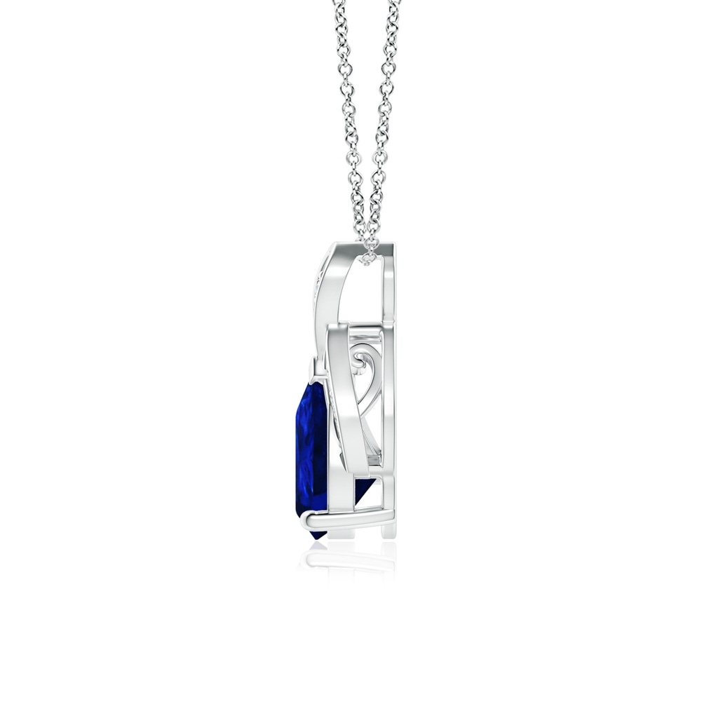 8x6mm Lab-Grown Solitaire Pear-Shaped Blue Sapphire Flame Pendant in White Gold - side_1