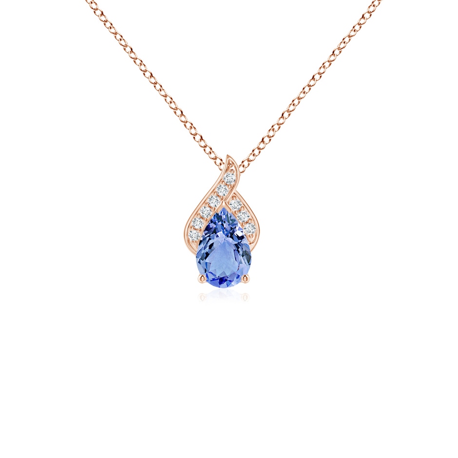6x4mm A Solitaire Pear-Shaped Tanzanite Flame Pendant in Rose Gold 