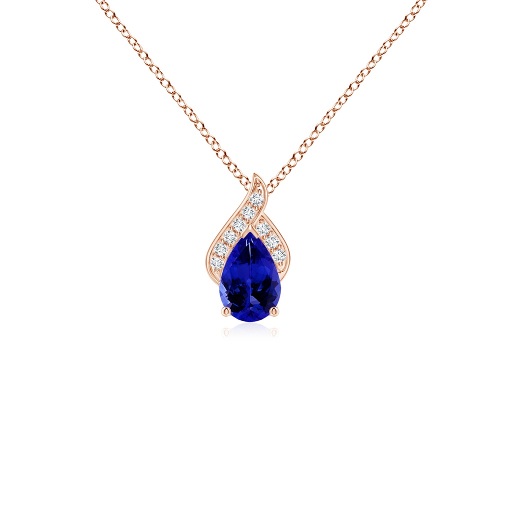 6x4mm AAAA Solitaire Pear-Shaped Tanzanite Flame Pendant in Rose Gold