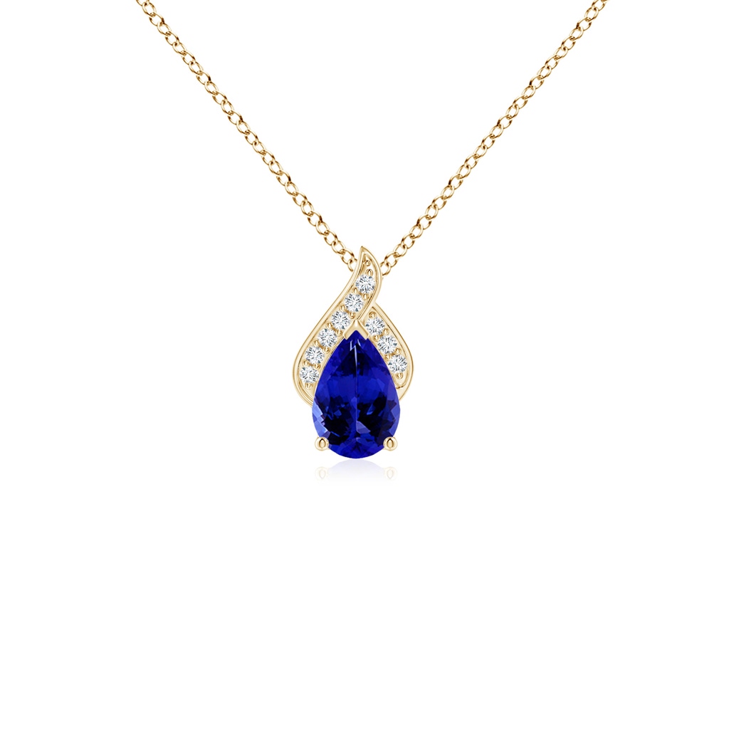 6x4mm AAAA Solitaire Pear-Shaped Tanzanite Flame Pendant in Yellow Gold