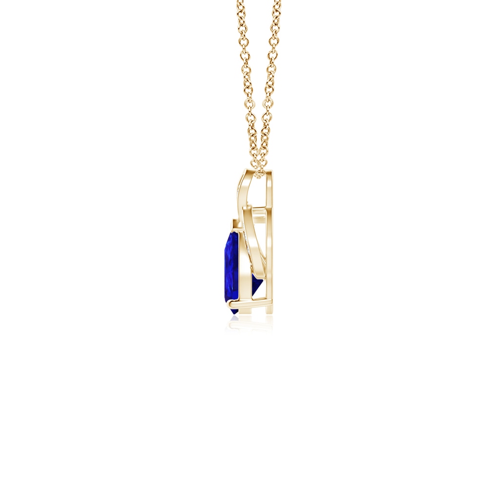 6x4mm AAAA Solitaire Pear-Shaped Tanzanite Flame Pendant in Yellow Gold - side 199
