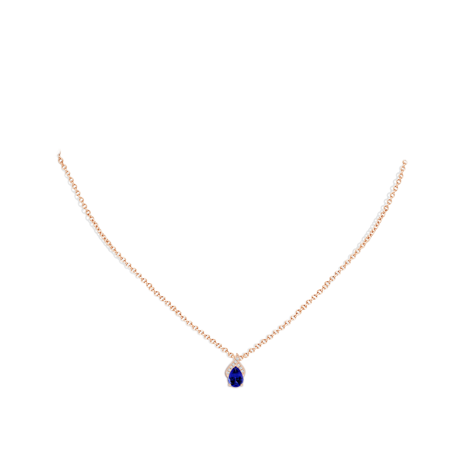 7x5mm AAAA Solitaire Pear-Shaped Tanzanite Flame Pendant in Rose Gold pen
