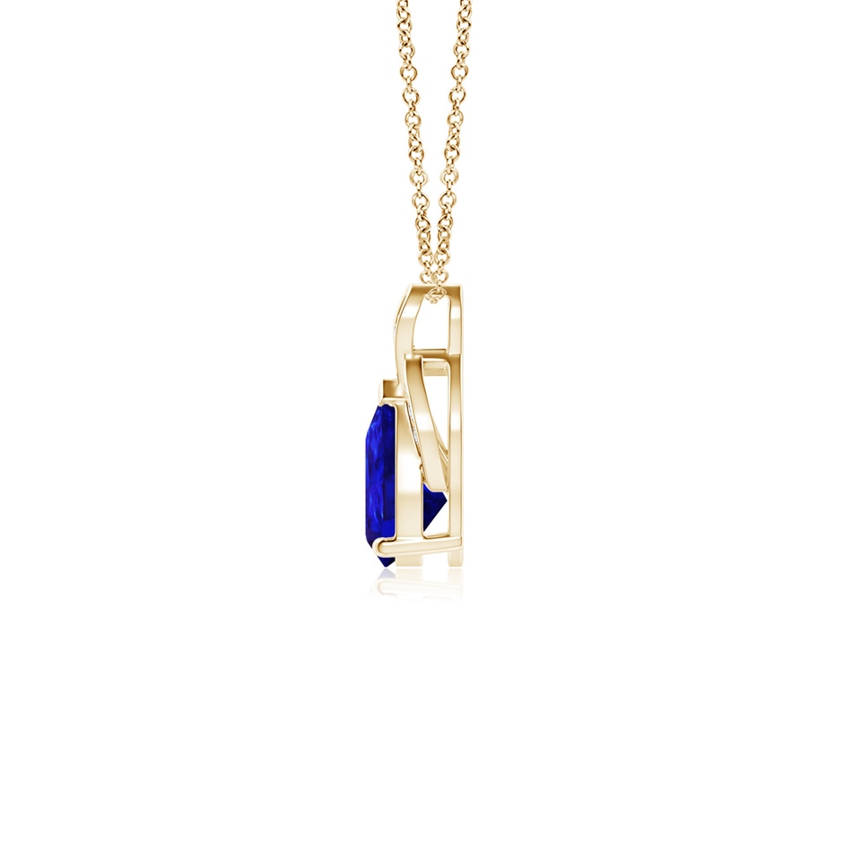 7x5mm AAAA Solitaire Pear-Shaped Tanzanite Flame Pendant in Yellow Gold side 199