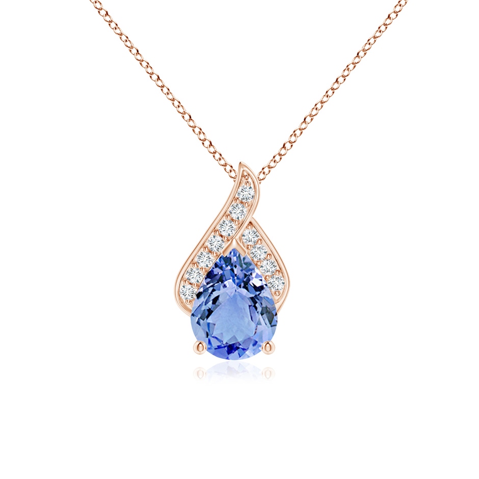 8x6mm A Solitaire Pear-Shaped Tanzanite Flame Pendant in Rose Gold 