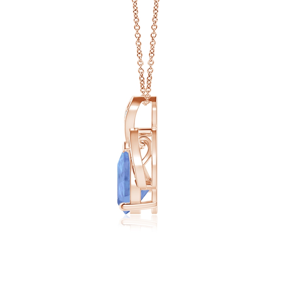 8x6mm A Solitaire Pear-Shaped Tanzanite Flame Pendant in Rose Gold side 199