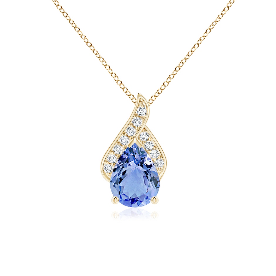 8x6mm A Solitaire Pear-Shaped Tanzanite Flame Pendant in Yellow Gold 