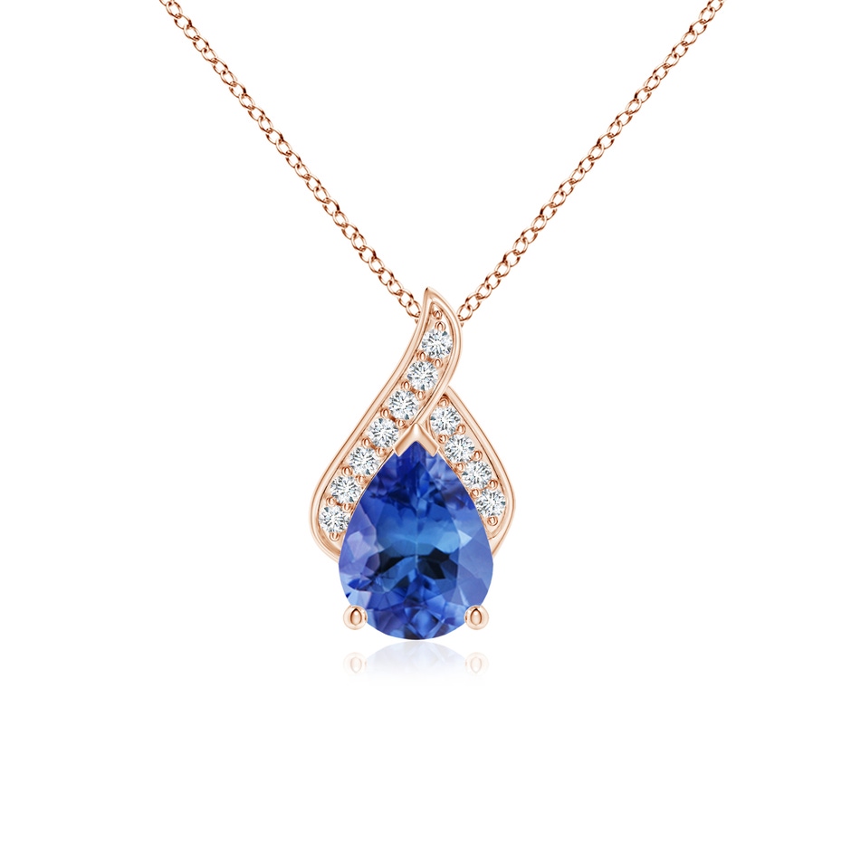 8x6mm AA Solitaire Pear-Shaped Tanzanite Flame Pendant in Rose Gold 