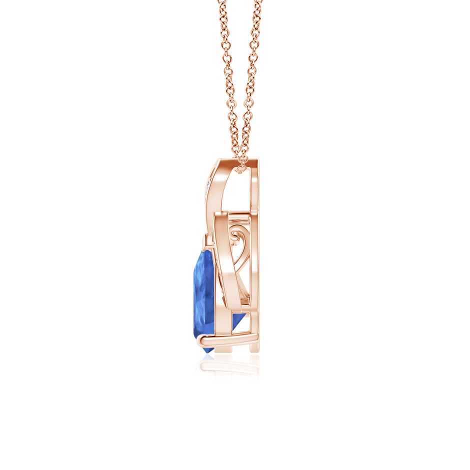 8x6mm AA Solitaire Pear-Shaped Tanzanite Flame Pendant in Rose Gold side 199