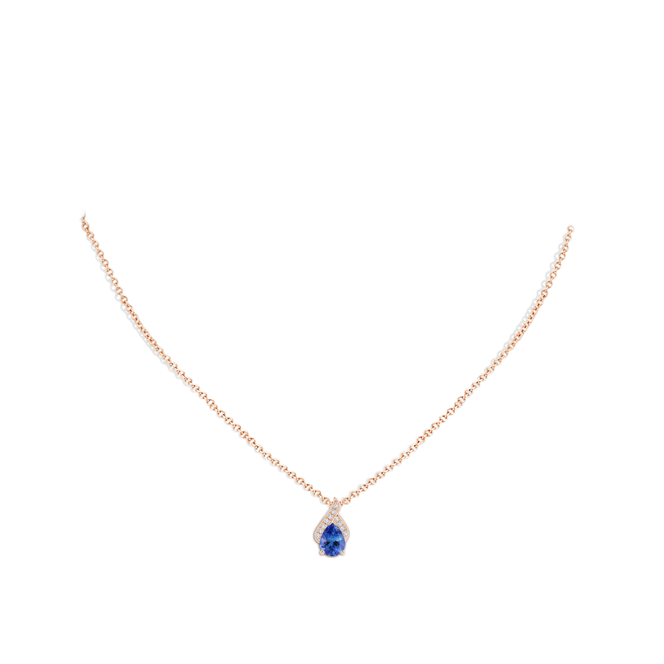 8x6mm AA Solitaire Pear-Shaped Tanzanite Flame Pendant in Rose Gold pen