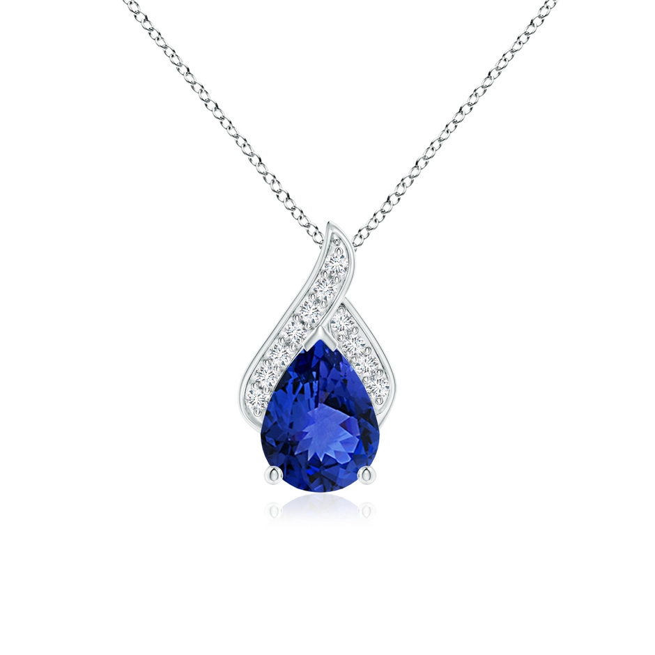 8x6mm AAA Solitaire Pear-Shaped Tanzanite Flame Pendant in White Gold 