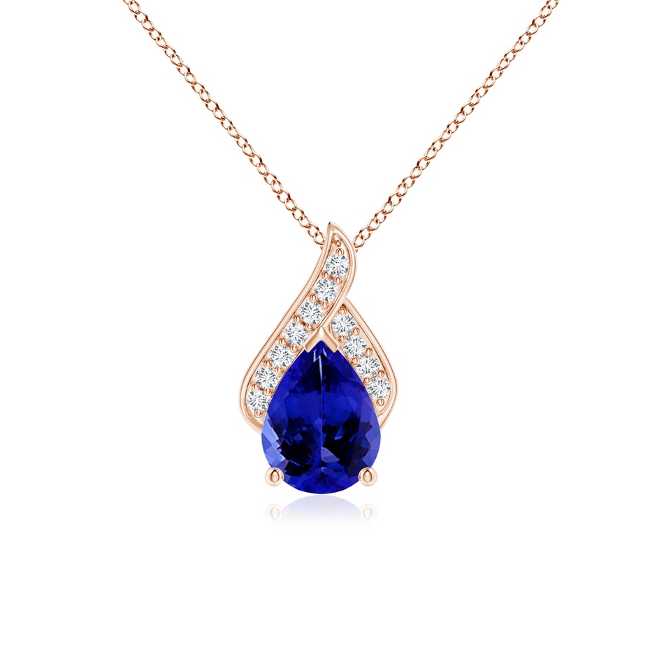 8x6mm AAAA Solitaire Pear-Shaped Tanzanite Flame Pendant in Rose Gold 