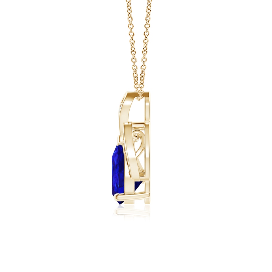 8x6mm AAAA Solitaire Pear-Shaped Tanzanite Flame Pendant in Yellow Gold side 199