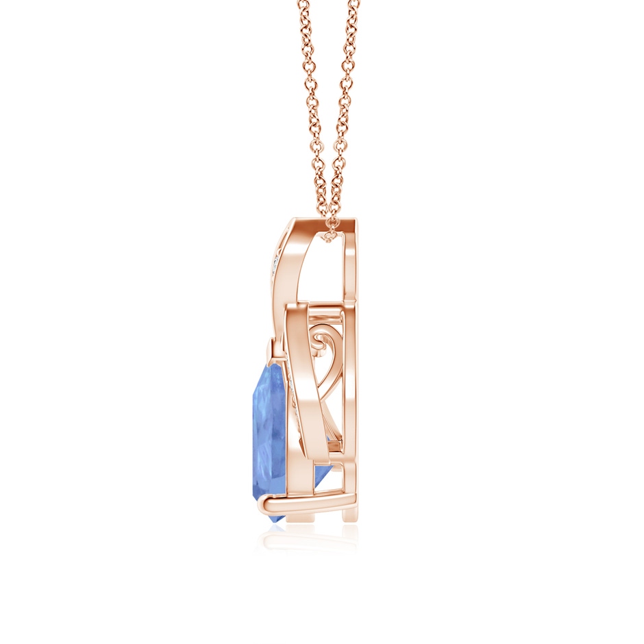9x7mm A Solitaire Pear-Shaped Tanzanite Flame Pendant in Rose Gold side 199