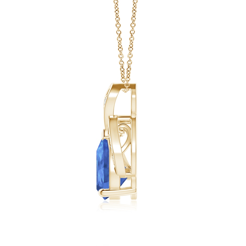 9x7mm AA Solitaire Pear-Shaped Tanzanite Flame Pendant in Yellow Gold side 199