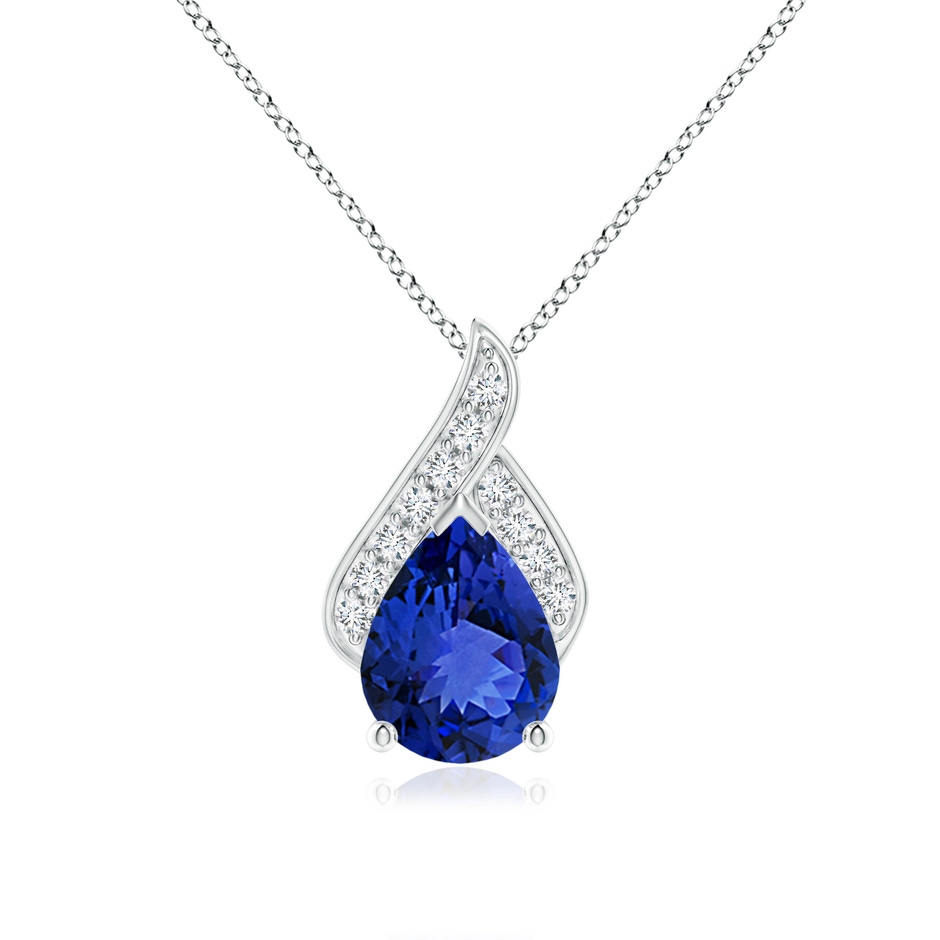 9x7mm AAA Solitaire Pear-Shaped Tanzanite Flame Pendant in P950 Platinum 