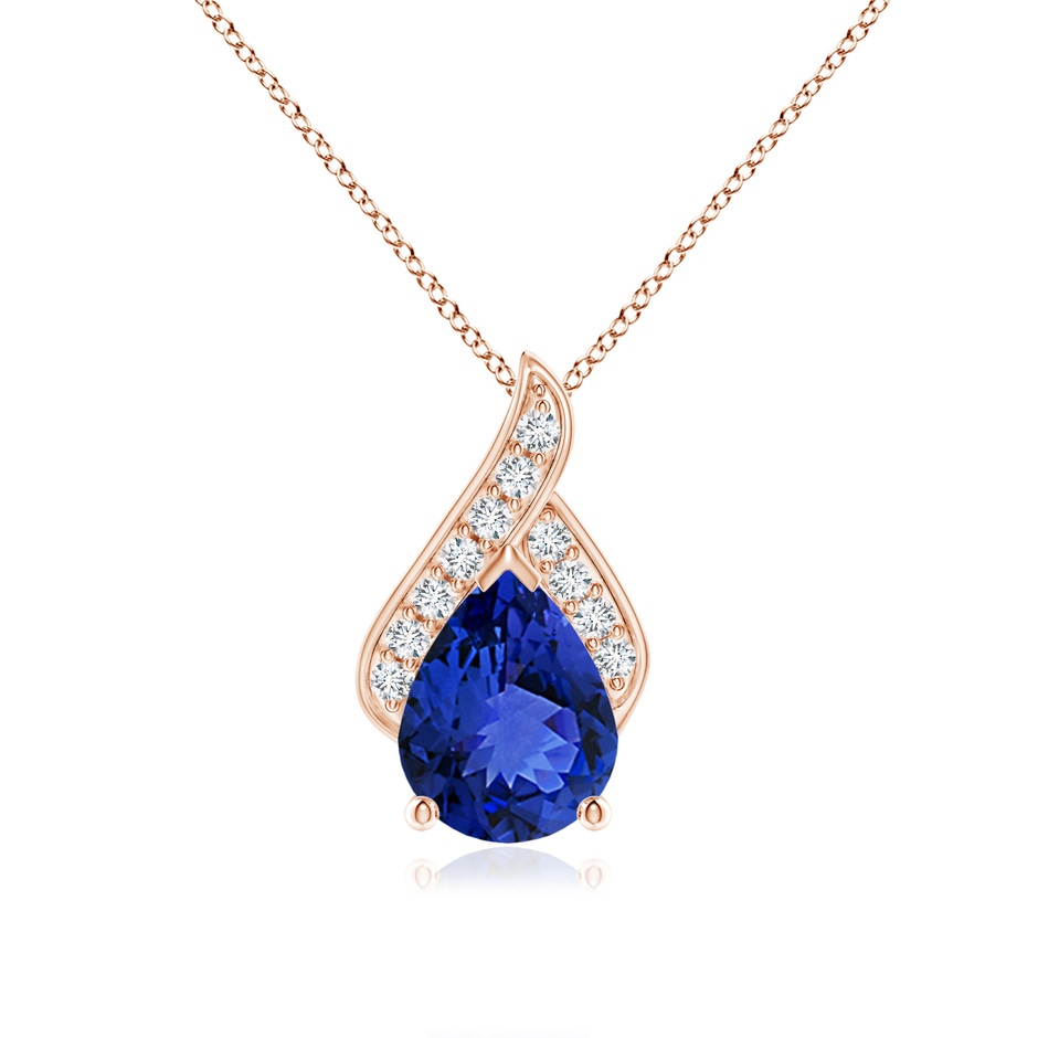 9x7mm AAA Solitaire Pear-Shaped Tanzanite Flame Pendant in Rose Gold 