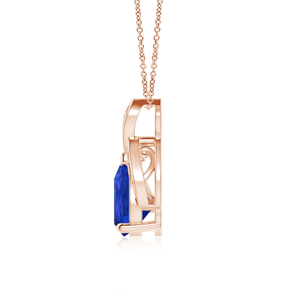 9x7mm AAA Solitaire Pear-Shaped Tanzanite Flame Pendant in Rose Gold side 199