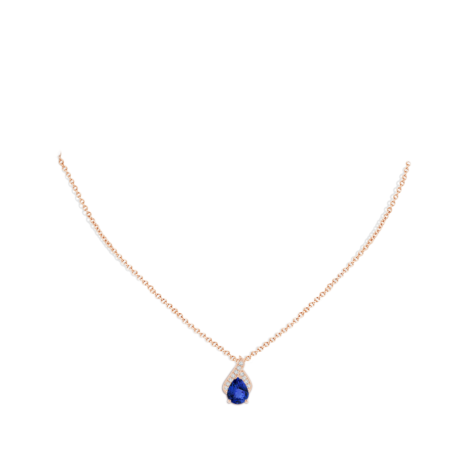 9x7mm AAA Solitaire Pear-Shaped Tanzanite Flame Pendant in Rose Gold pen