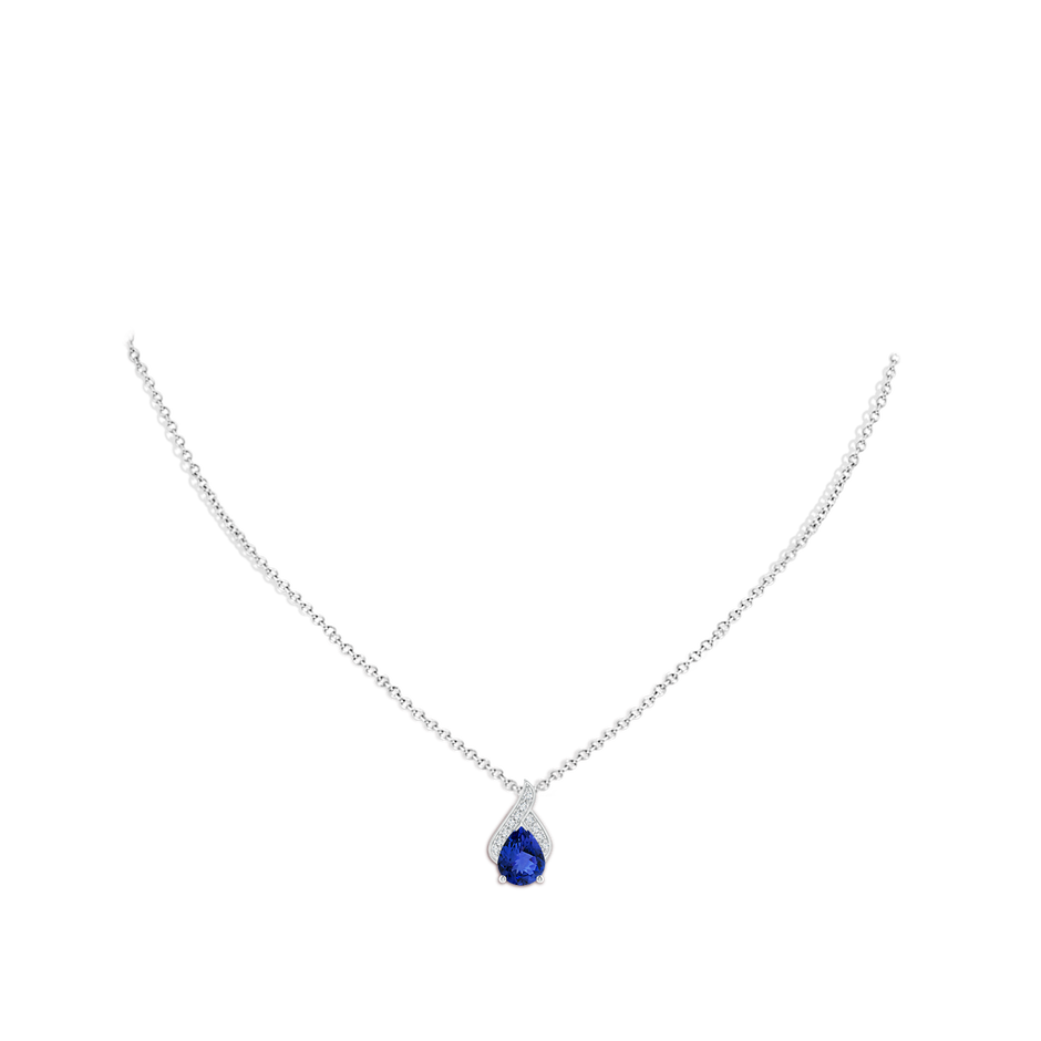 9x7mm AAA Solitaire Pear-Shaped Tanzanite Flame Pendant in White Gold pen