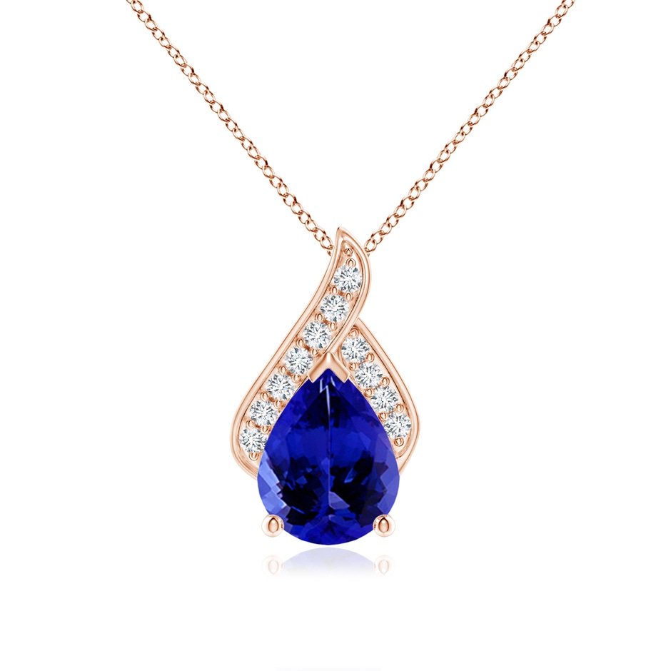 9x7mm AAAA Solitaire Pear-Shaped Tanzanite Flame Pendant in Rose Gold 