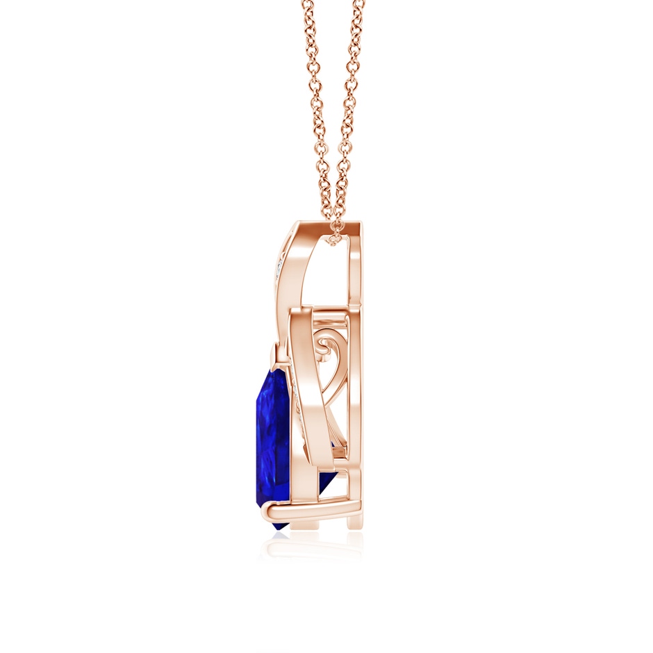 9x7mm AAAA Solitaire Pear-Shaped Tanzanite Flame Pendant in Rose Gold side 199