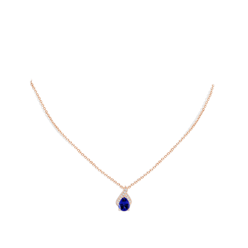 9x7mm AAAA Solitaire Pear-Shaped Tanzanite Flame Pendant in Rose Gold pen