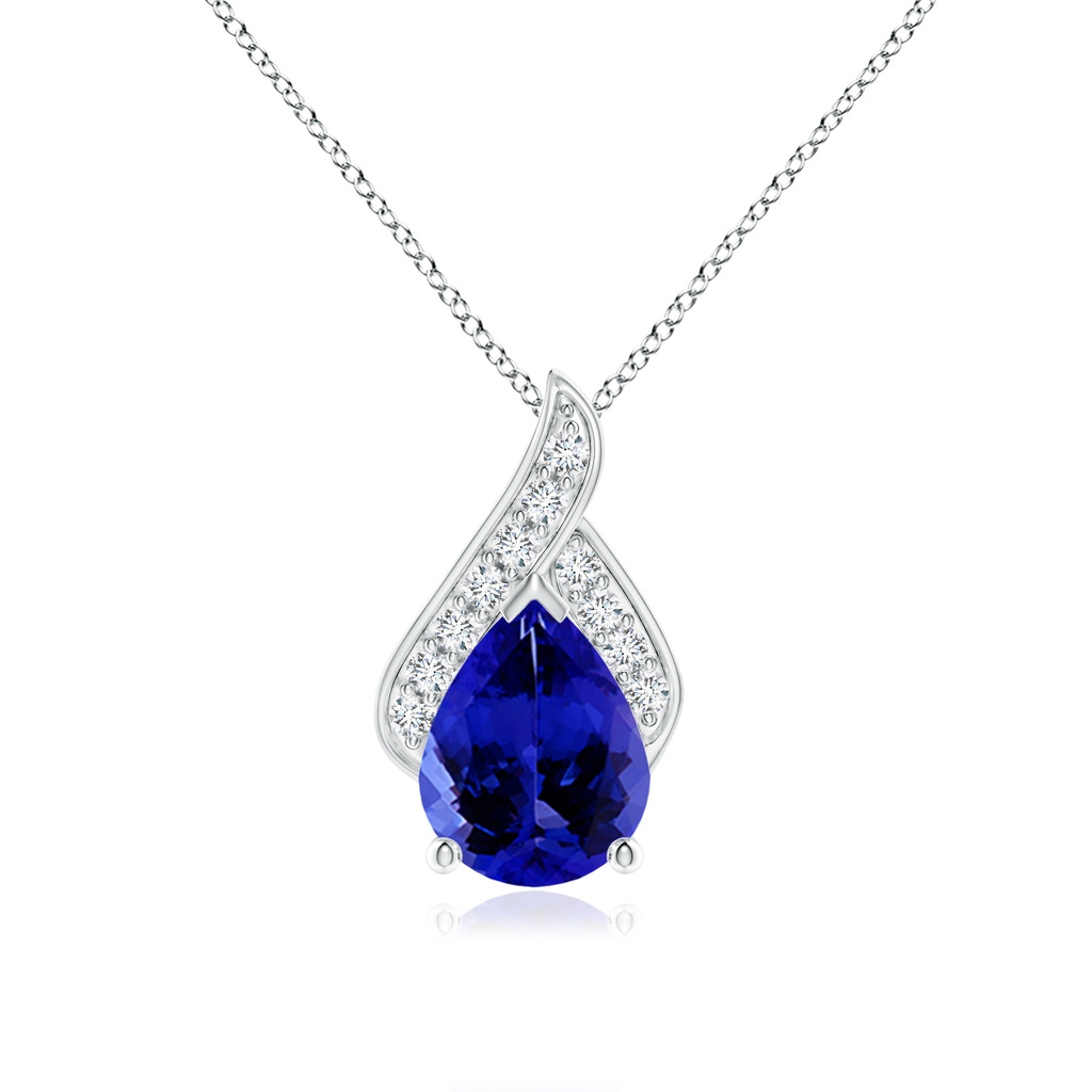 9x7mm AAAA Solitaire Pear-Shaped Tanzanite Flame Pendant in White Gold