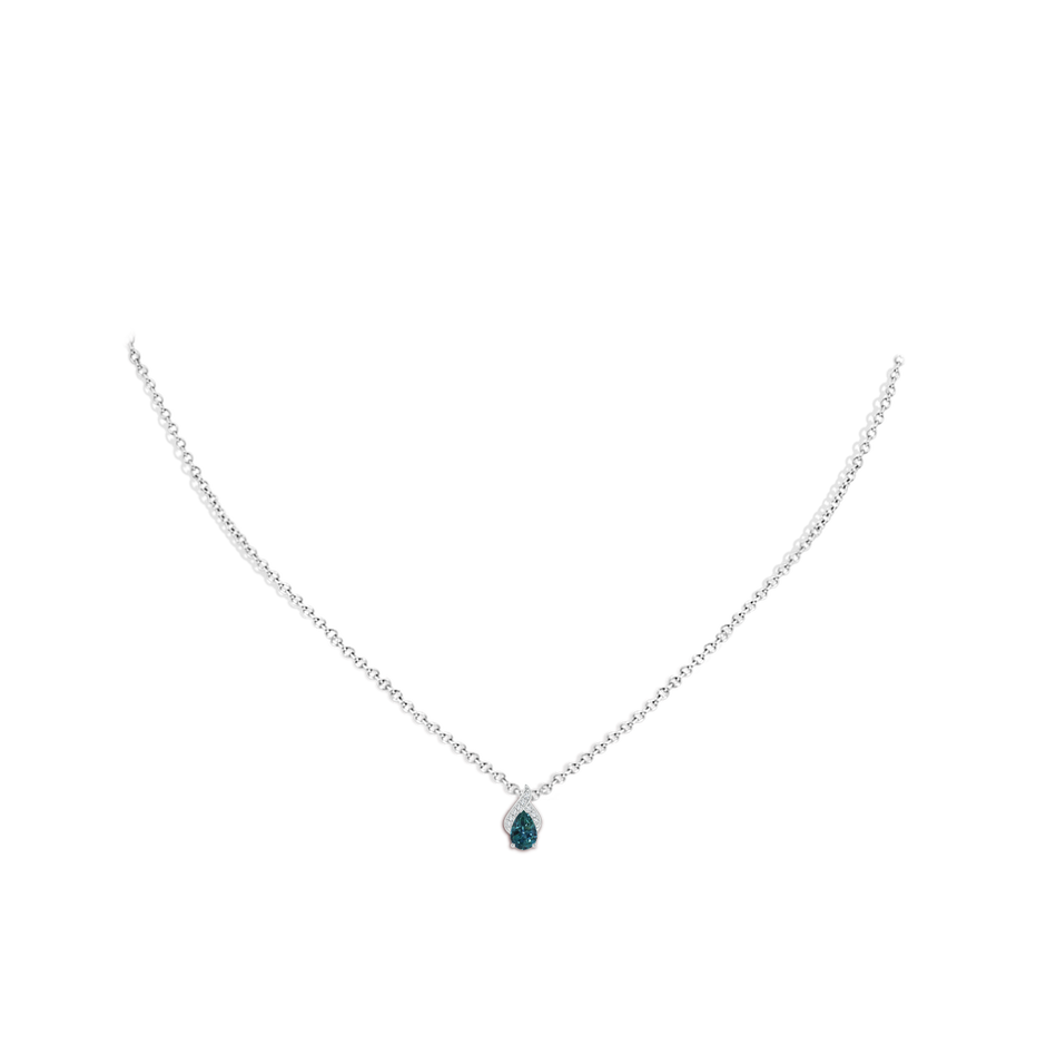 6x4mm AAA Solitaire Pear-Shaped Teal Montana Sapphire Flame Pendant in White Gold pen