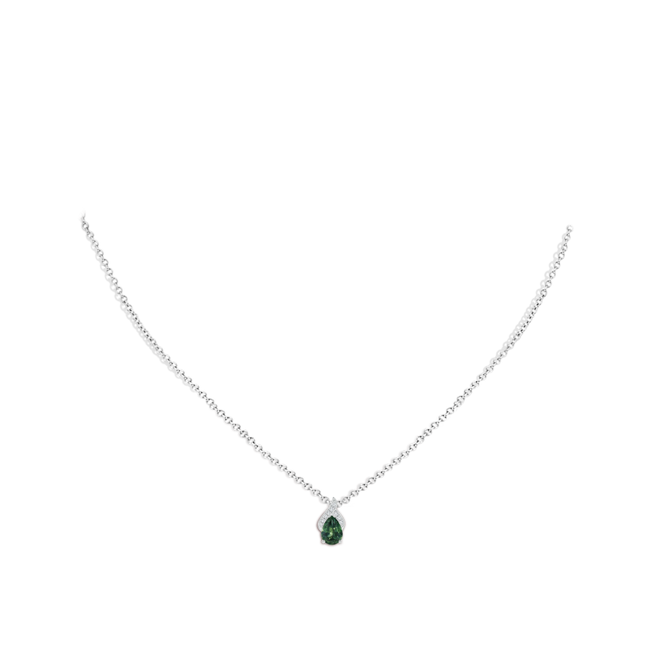 7x5mm AA Solitaire Pear-Shaped Teal Montana Sapphire Flame Pendant in P950 Platinum pen
