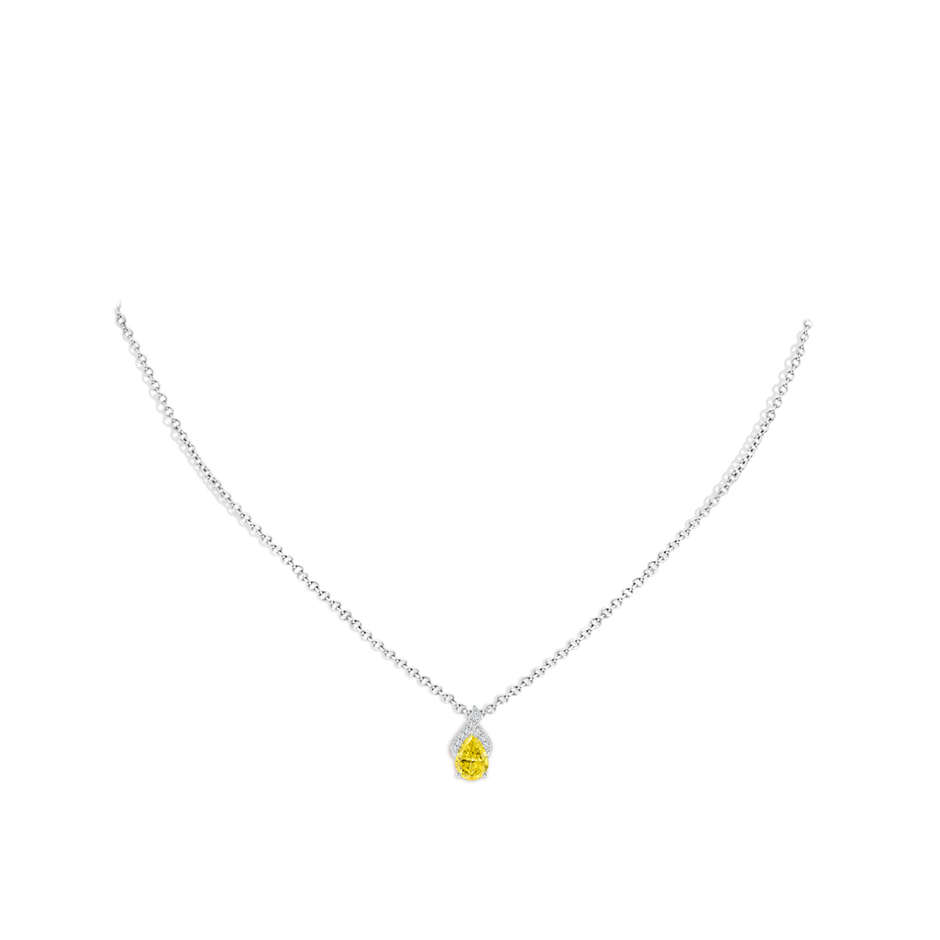 7x5mm AAAA Solitaire Pear-Shaped Fancy Intense Yellow Diamond Flame Pendant in White Gold pen