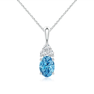 7.7x5.7mm AAAA Oval Fancy Intense Blue Diamond Solitaire Pendant with Trio Accents in P950 Platinum