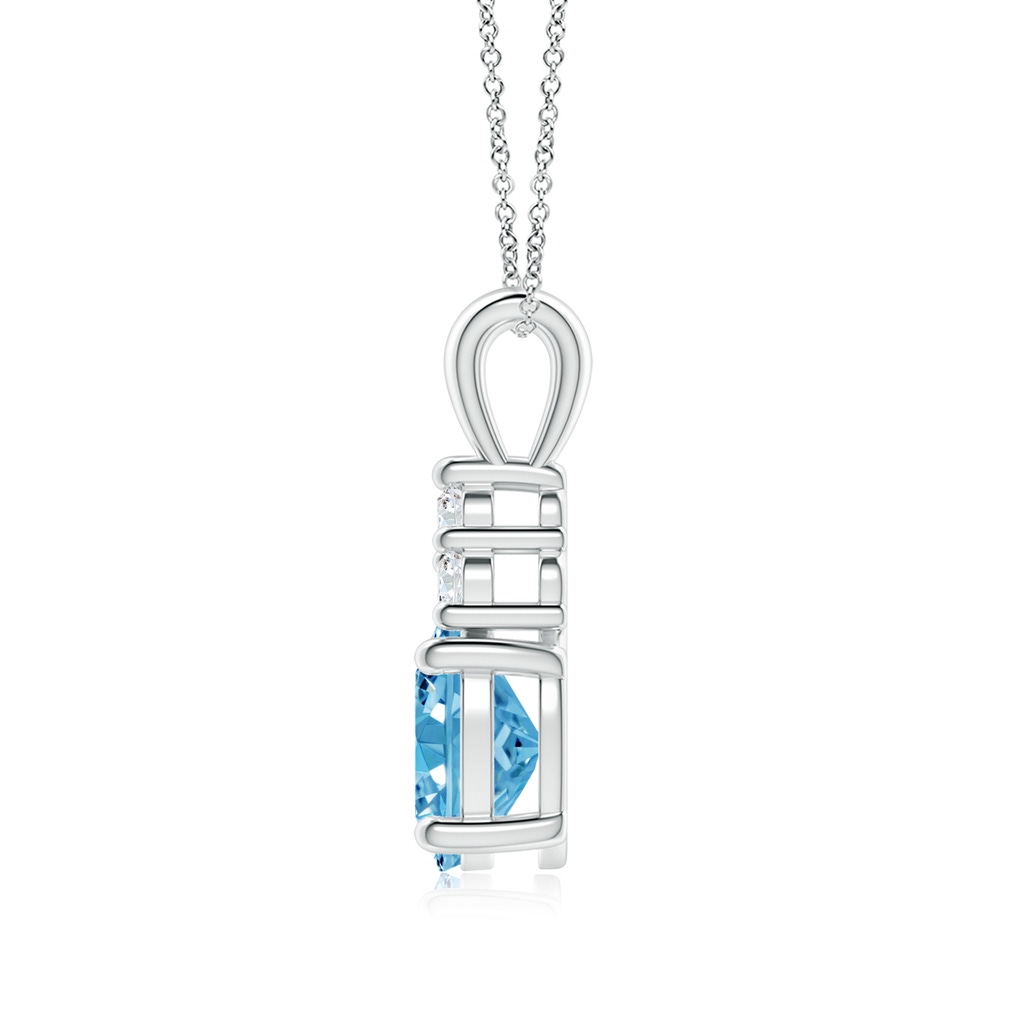 8.5x6.5mm AAAA Oval Fancy Intense Blue Diamond Solitaire Pendant with Trio Accents in White Gold - side 199