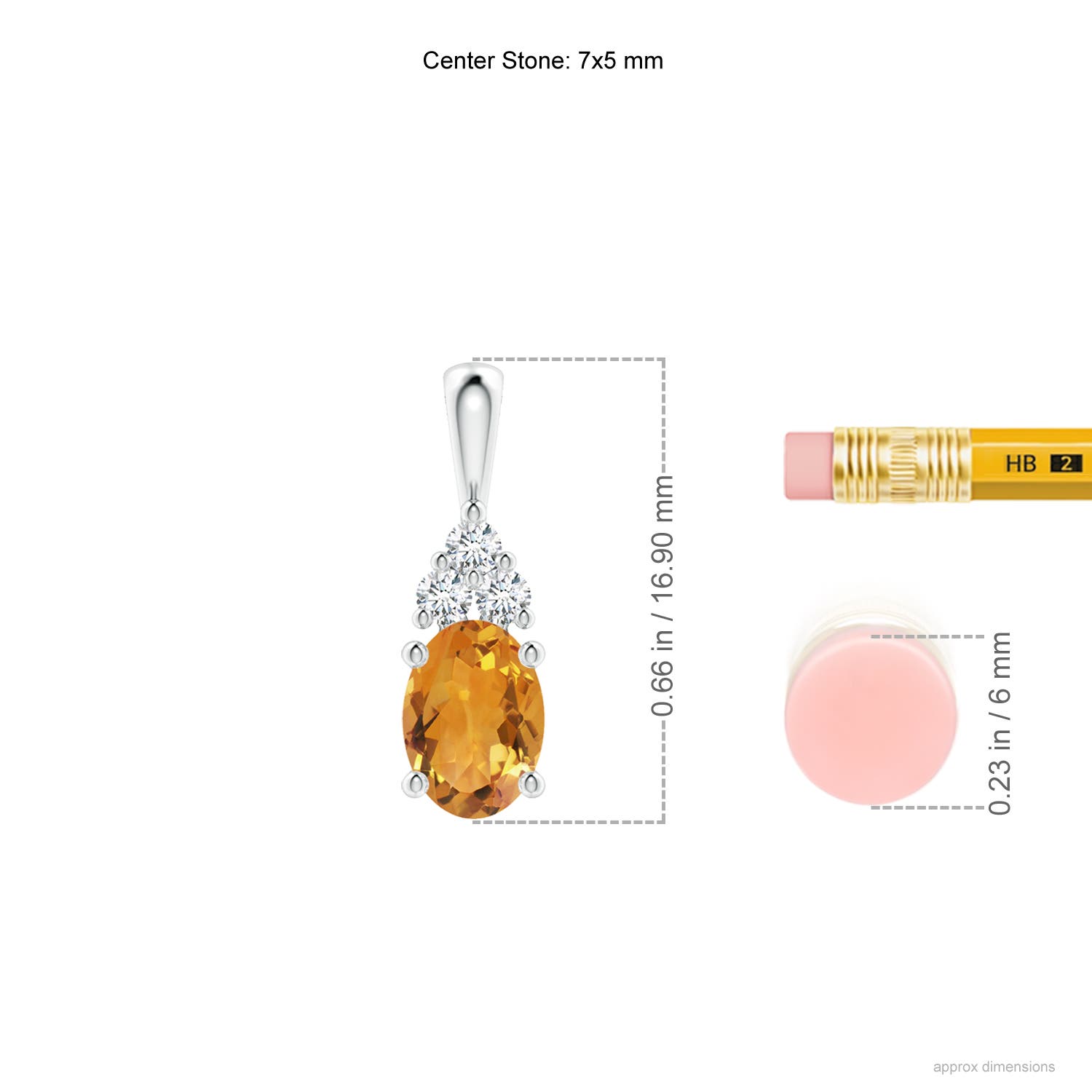 AA - Citrine / 0.86 CT / 14 KT White Gold