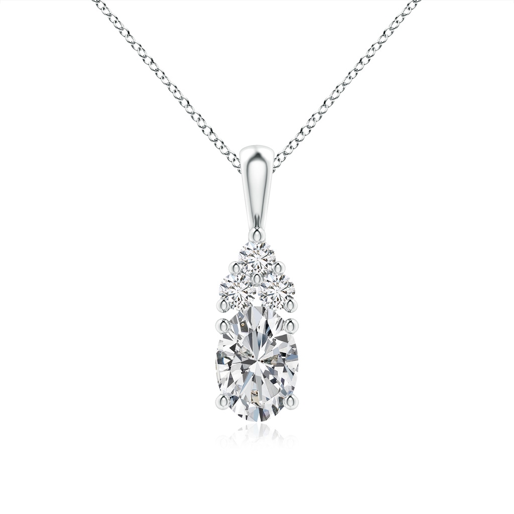 7.7x5.7mm HSI2 Oval Diamond Solitaire Pendant with Trio Diamond in White Gold