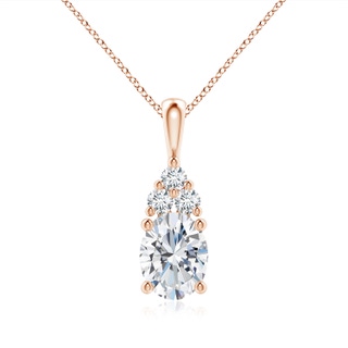 9x7mm GVS2 Oval Diamond Solitaire Pendant with Trio Diamond in 10K Rose Gold