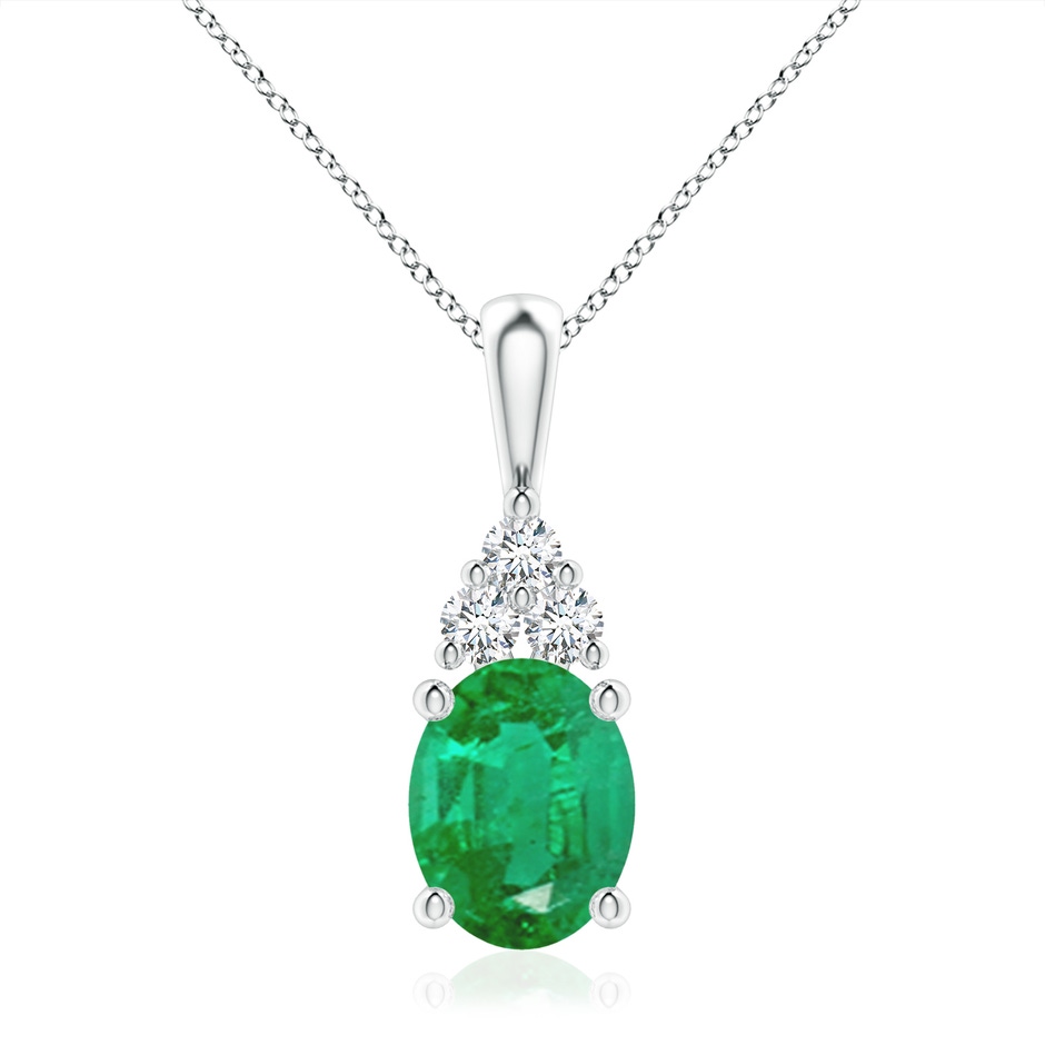 10x8mm AA Oval Emerald Solitaire Pendant with Trio Diamond in P950 Platinum 