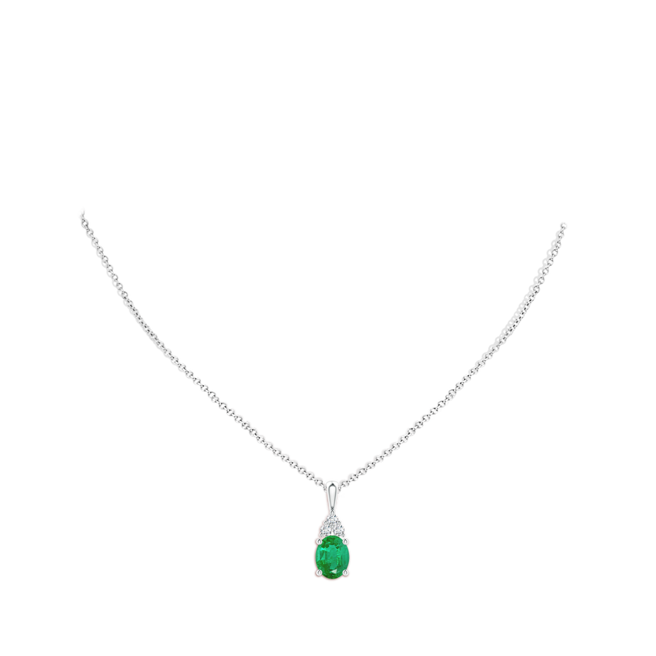 10x8mm AA Oval Emerald Solitaire Pendant with Trio Diamond in P950 Platinum pen