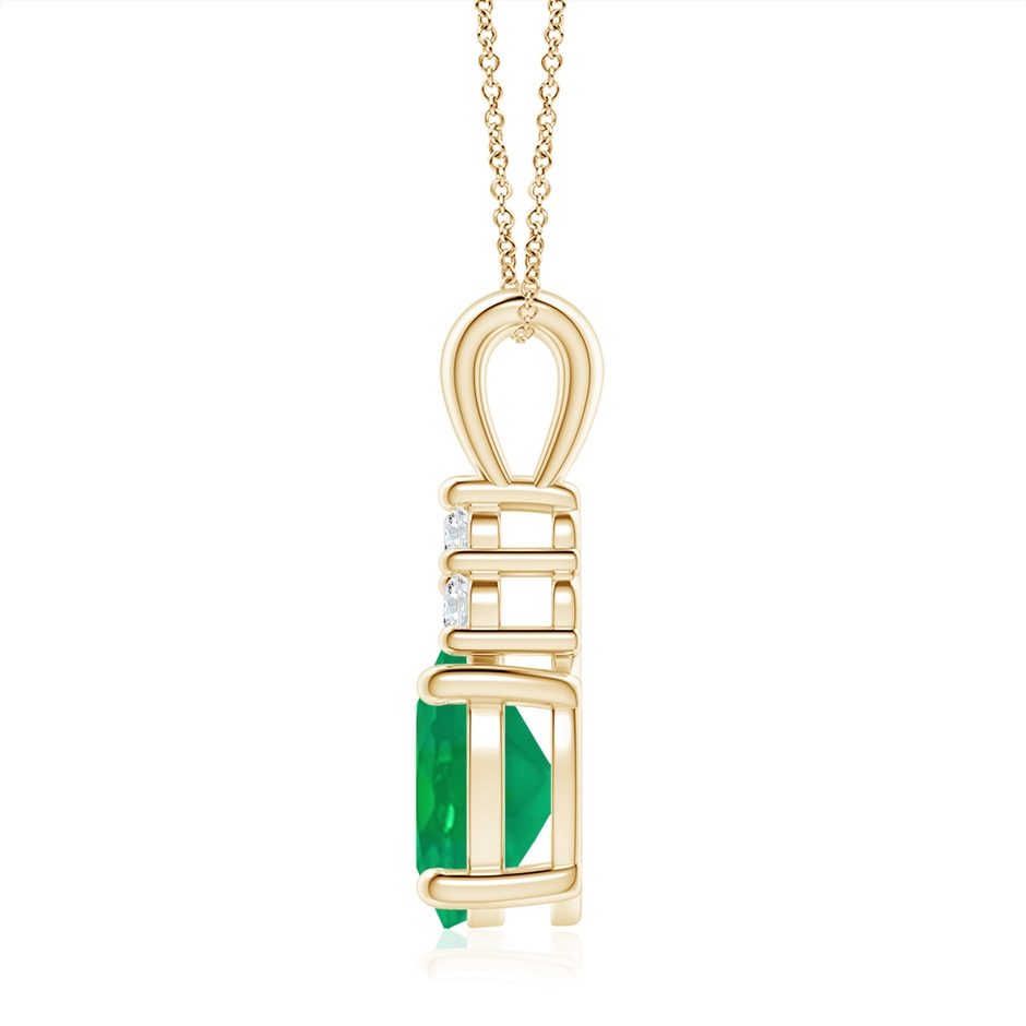 10x8mm AA Oval Emerald Solitaire Pendant with Trio Diamond in Yellow Gold side 199