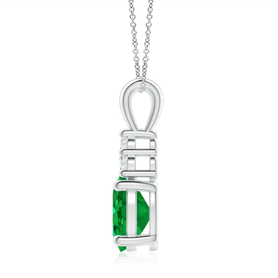 10x8mm AAA Oval Emerald Solitaire Pendant with Trio Diamond in P950 Platinum side 199