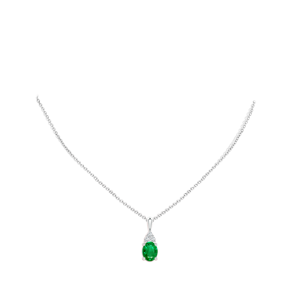 10x8mm AAA Oval Emerald Solitaire Pendant with Trio Diamond in S999 Silver pen
