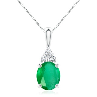 12x10mm A Oval Emerald Solitaire Pendant with Trio Diamond in P950 Platinum