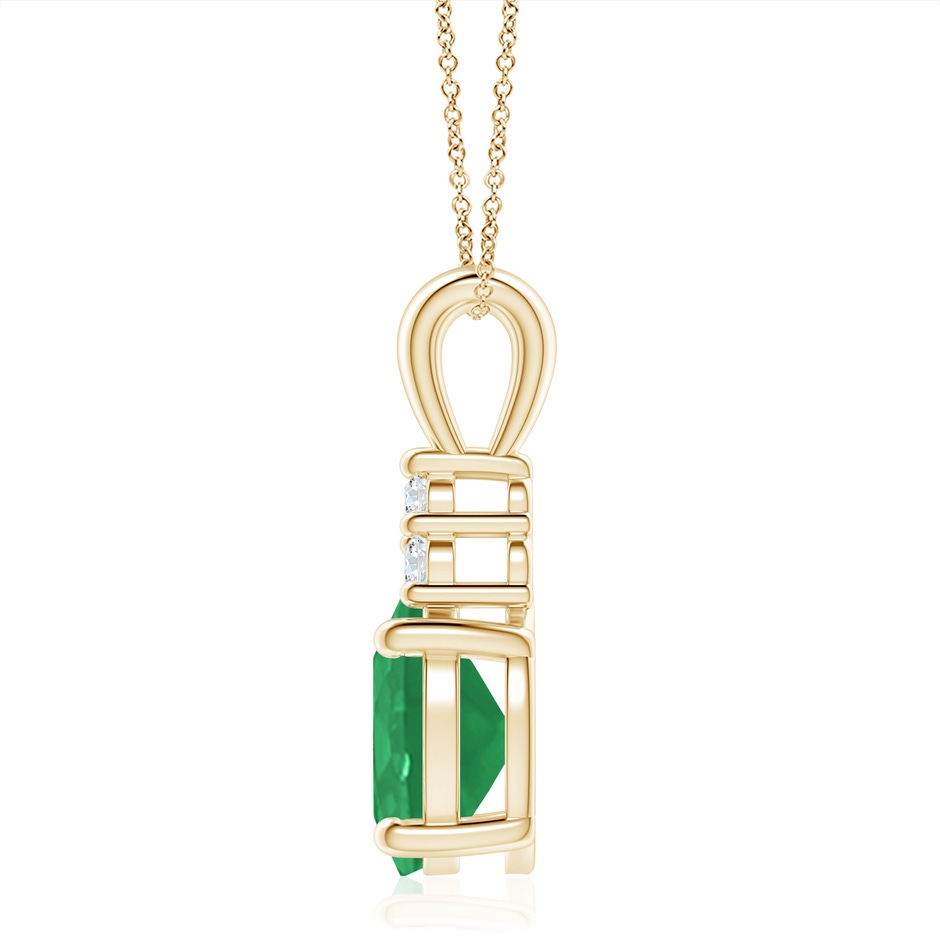 12x10mm A Oval Emerald Solitaire Pendant with Trio Diamond in Yellow Gold side 199