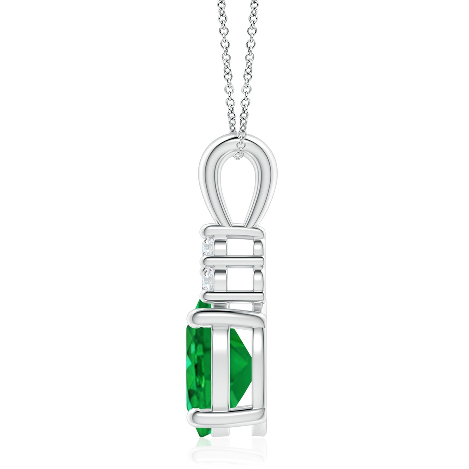 12x10mm AAA Oval Emerald Solitaire Pendant with Trio Diamond in S999 Silver side 199