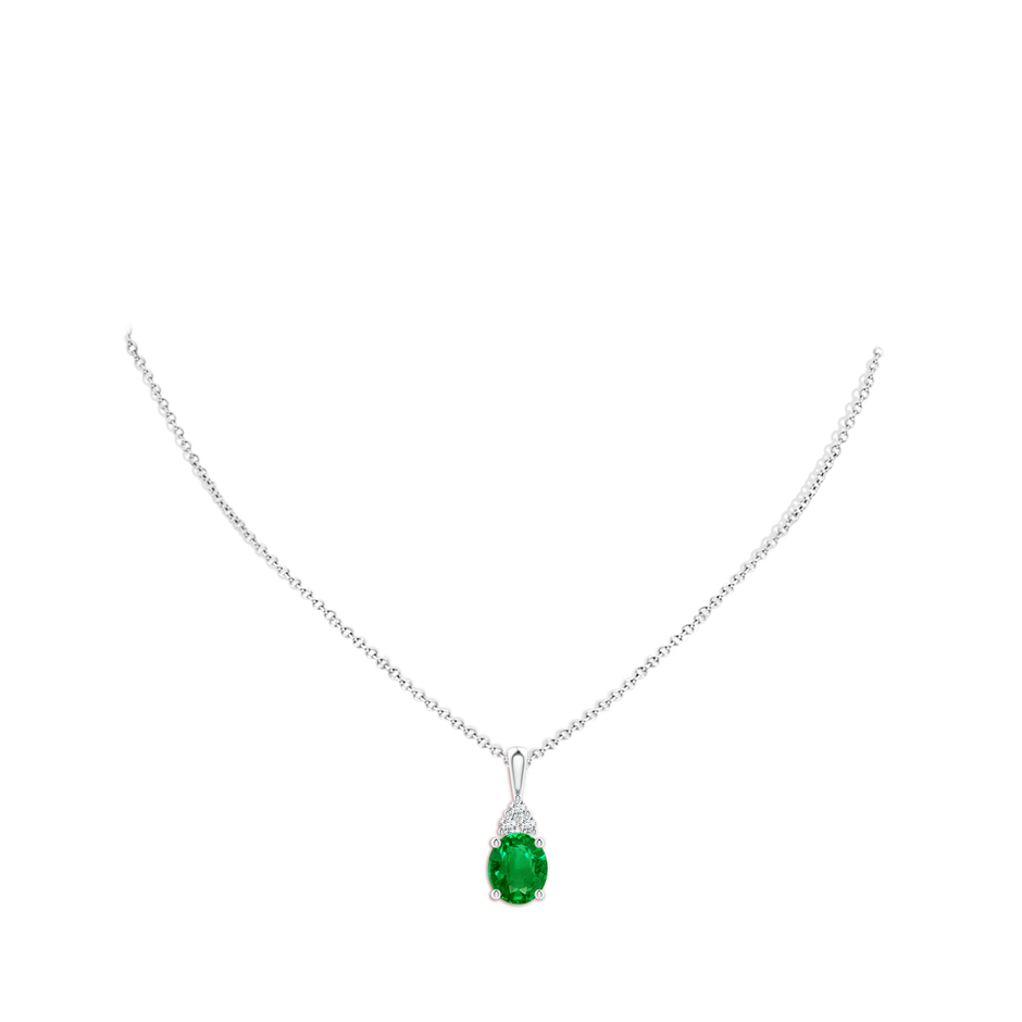 12x10mm AAAA Oval Emerald Solitaire Pendant with Trio Diamond in P950 Platinum pen