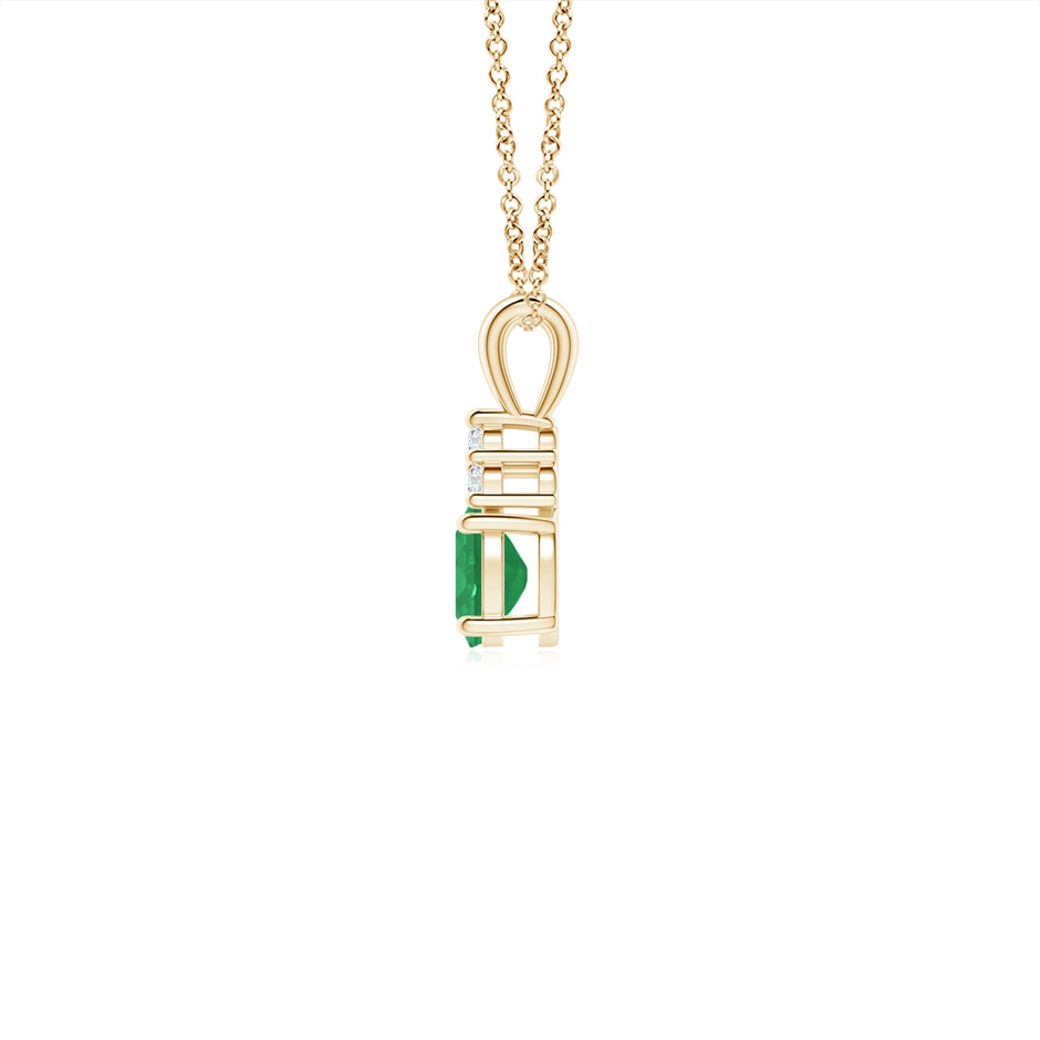 5x4mm A Oval Emerald Solitaire Pendant with Trio Diamond in Yellow Gold side 199