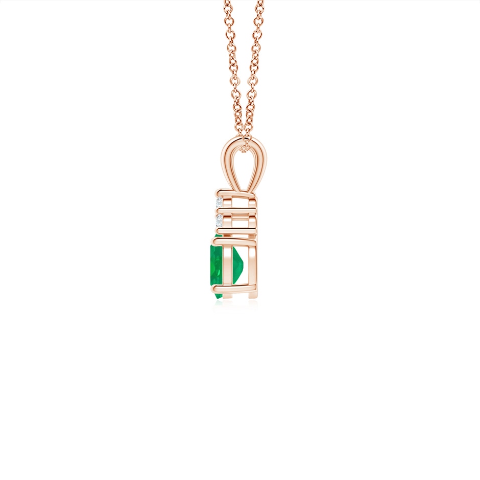 5x4mm AA Oval Emerald Solitaire Pendant with Trio Diamond in Rose Gold side 199